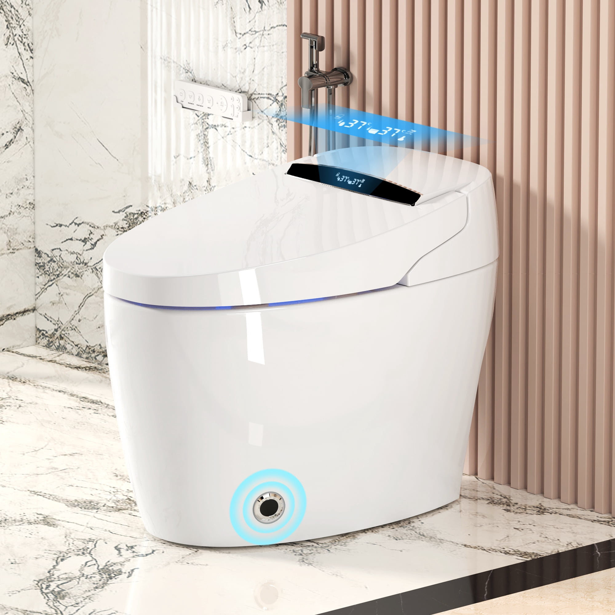 Leumius Smart Toilets with Built-in Bidet,Intelligent Toilet with Heated Bidet Seat,Auto Open/Close Seat,Dryer and Warm Water