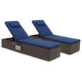 thumbnail image 5 of Canddidliike Patio Lounge Chair Back, Lounger Recliner Chair, Outdoor PE RattanChaise Lounge with 6-level Backrest-Navy, 5 of 7