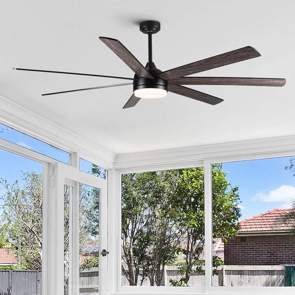 Wellspeed Modern 72 in. Integrated LED Indoor Black Ceiling Fan with Remote Control and 7 Blades