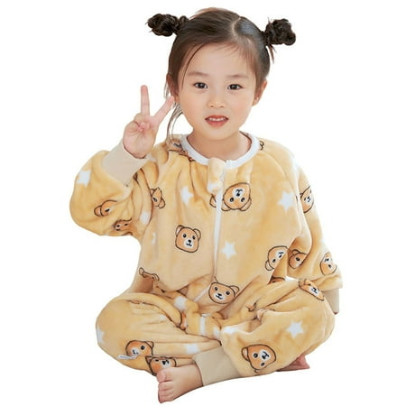 

New Children s Fuzzy Sleeping Bag Baby Spring And Autumn Winter Jumpsuit Pajamas Baby Split Leg Crawling Suit Daily Casual Style Stretch Holiday Party 4-5 Years