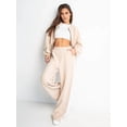 thumbnail image 6 of Women'S 2 Piece Outfits Oversized Casual Zip Up Long Sleeve Sweatshirt with Wide Leg Sweatpants Apricot XL, 6 of 9