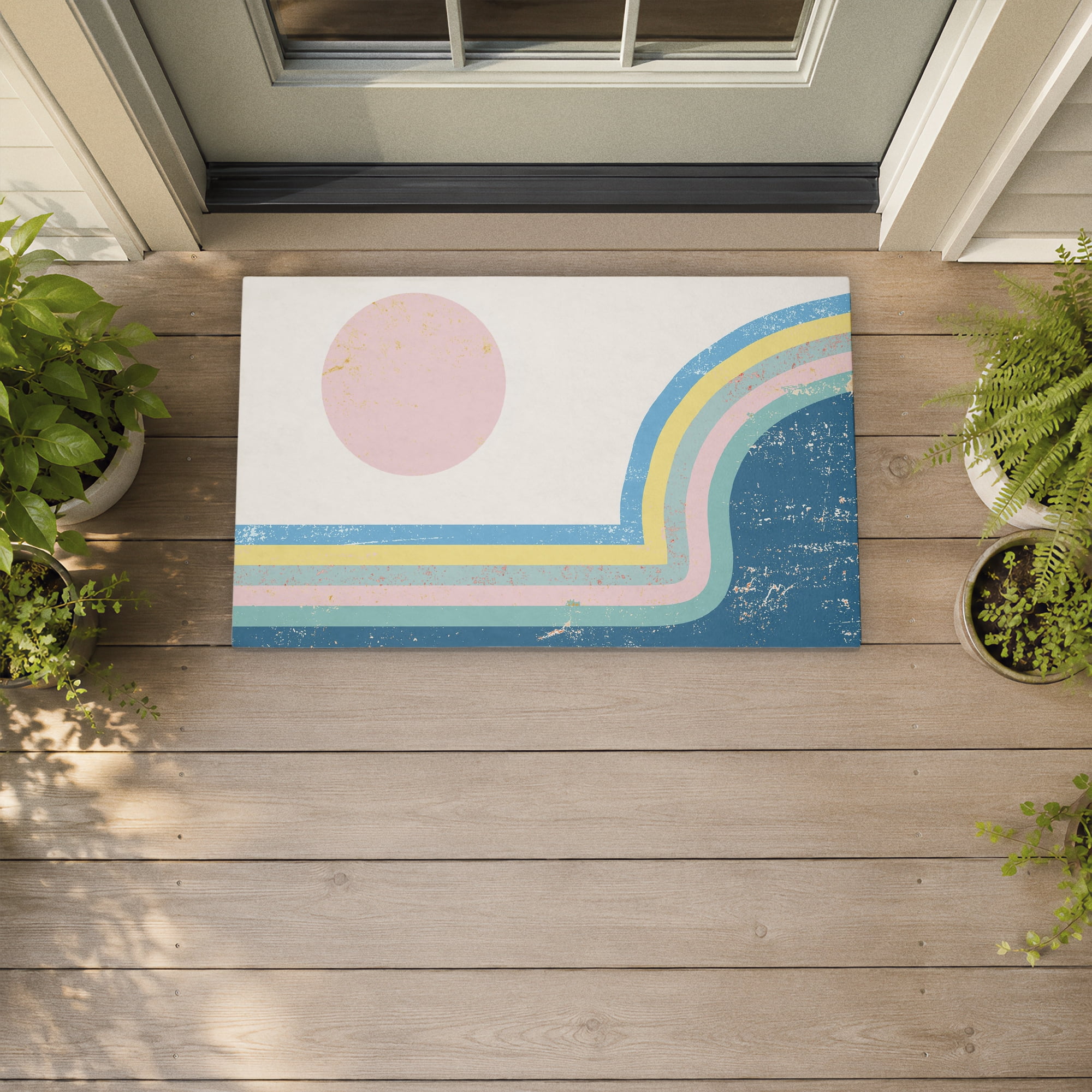 Stupell Industries Retro Rainbow Arches Printed Outdoor Door Floor Mat, design by Ziwei Li