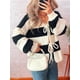 thumbnail image 5 of Chaqueta de Punto Holgada Informal con Cuello en V y Larga para Mujer, Cárdigan de Punto con Cordones y Rayas en Contraste. Negro S, 5 of 9