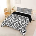 thumbnail image 2 of jejeloiu High-Contrast Damask Queen Comforter Set,Bold Pattern Comforter Sets Queen For Adults,Black White,Black Reversible,3pcs,1 Comforter and 2 Pillowcases, 2 of 7
