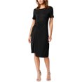 thumbnail image 1 of Rachel Roy Robe Midi Asymétrique à devant Drapé pour Femmes, Noir, Moyen, 1 of 1
