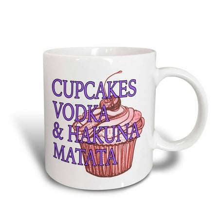 3dRose Cupcakes vodka and hakuna matata, Purple and red,, Ceramic Mug,