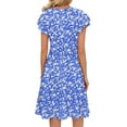 thumbnail image 4 of Fantaslook Women Summer Dresses V Neck Ruffle Sleeve Casual Flowy Sundresses Button Floral Midi Dress with Pockets, 4 of 9