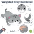 thumbnail image 4 of Almohada de felpa con forma de gato Leokawin, 46 cm, gris, pesa 0,9 kg, 4 of 5