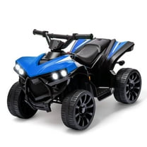 Kids ATV 4 Wheeler, 6V Ride On Toy w/ 1.8 Mph Max Speed, Wear-Resistant Wheels, Led Lights, Foot Pedal and Music, Electric Vehicle Quad Car for Kids Toddlers (Blue)
