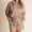 Khaki, variant on Bzhegqhd Women's Comfortable Loose Casual and Fashionable Plaid Short-sleeved Tops and Shorts Two-piece Set