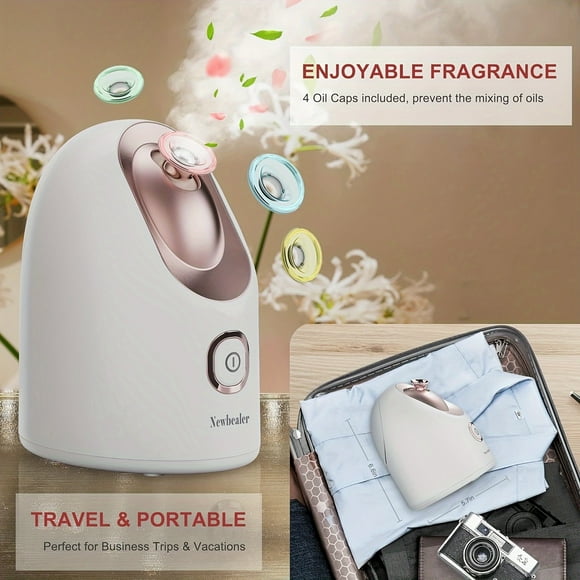 Nano Mist Pro Facial Steamer - Portable Spa-Quality Humidifier for Deep Hydration, Moisturizing and Skin Clarifying - 9-Piece Acne Remover Kit, Hot Face Vaporizer, Home Sauna Spa Sprayer for Glowing C