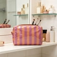 thumbnail image 5 of Striped PVC Cosmetic Bag Waterproof Transparent Makeup Pouch with Zipper for Travel and Daily Toiletry Storage, 5 of 6