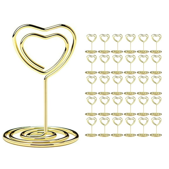 SUSWIM 30Pcs Table Number Holders, Place Card Holders, Wire Picture Holders, Small Table Card Holders, Photo Holders for Centerpieces, Wedding Reception, Party, Birthday (Gold)