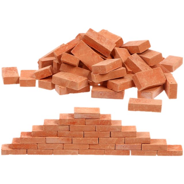LOVEVER 100 Pcs Briques Micro Paysage Mini Modèles Ornement Miniature Blocs de Construction Cheminée de Maison de Poupée Rouge Table de Sable