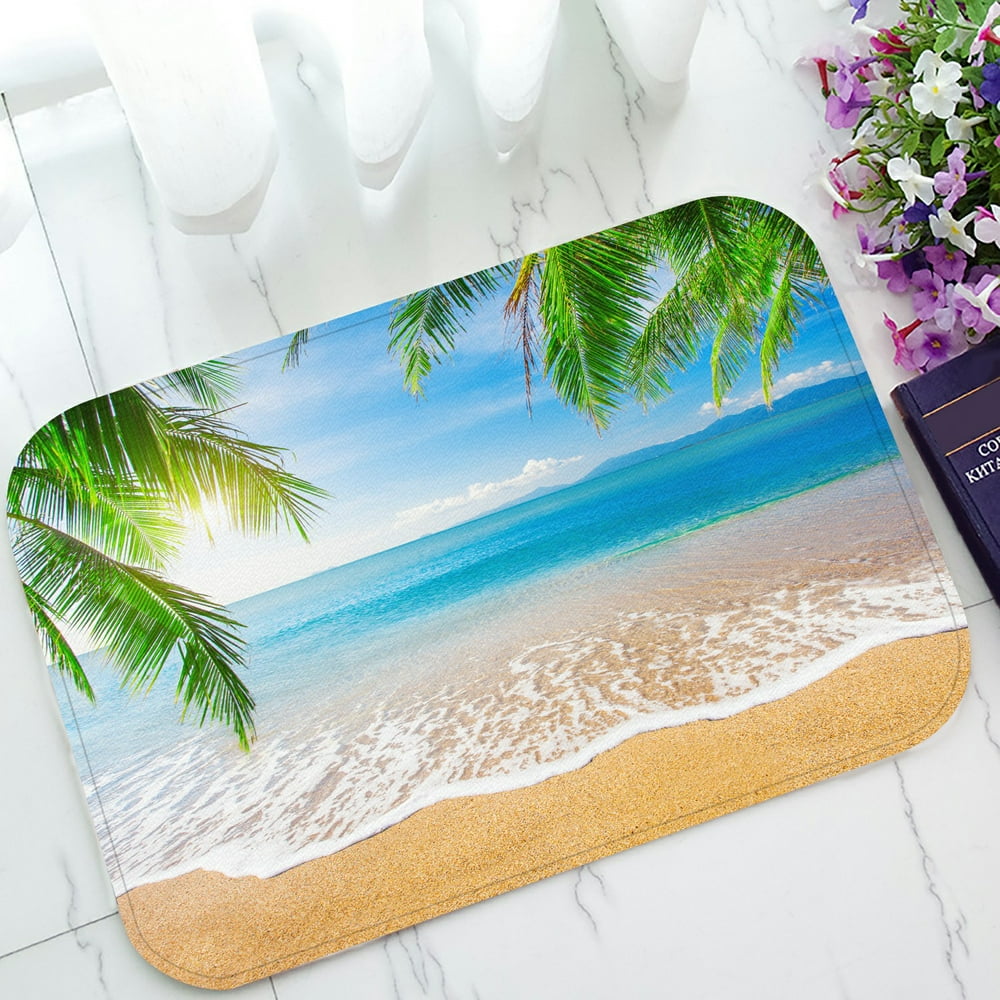 ECZJNT Palm and tropical beach Doormat Bath Mat Rug Entrance Rug Floor