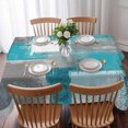 thumbnail image 3 of Turquoise Grey Ombre Table Cloth Waterproof Tablecloths, Abstract Vintage Oil Painting Tablecloth Dining Table Cover for Kitchen Party Tabletop Outdoor, Rectangle Tablecloth 60x102 Inch, 3 of 9
