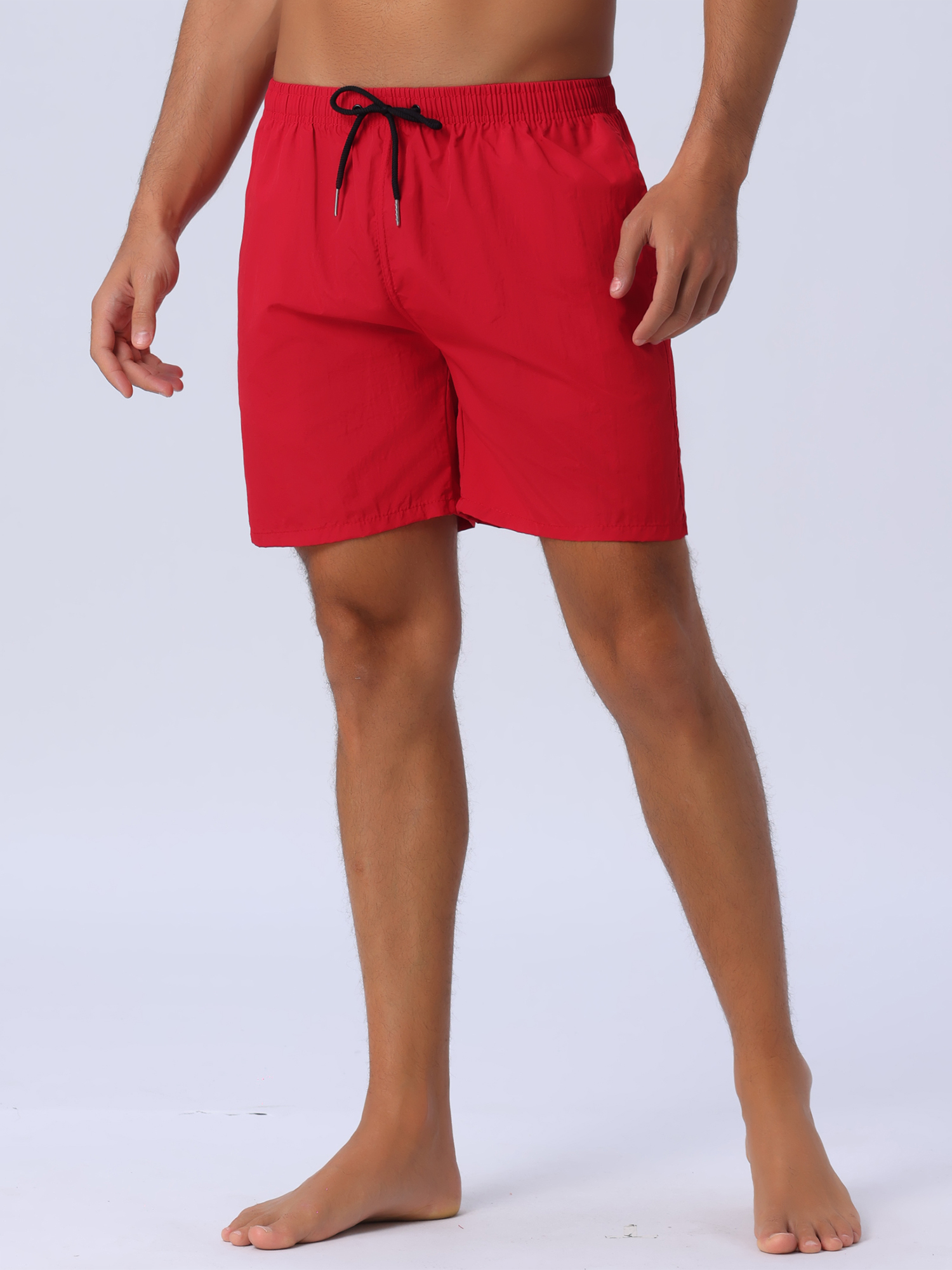 DARING DIVA Men's Elastic Waist Drawstring Surfing Board Shorts 32 Red