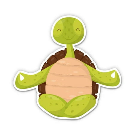 Turtle Yoga Cute - 3" Vinyl Sticker - For Car Laptop I-Pad Phone Helmet Hard Hat - Waterproof Decal