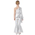 thumbnail image 4 of MSemis Combinaison Hippie pour Filles une Épaule Manches Longues Évasées Pantalon Évasé Grand Disco Argent 12, 4 of 7