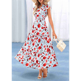 thumbnail image 4 of V-Neck Pleated Flying Sleeves Printed Midi Dress Picture1 S, 4 of 7