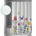 thumbnail image 4 of Purple Blue Pink Flower Shower Curtain, 60" x 72", Wildflower Butterfly Plant Waterproof Bathroom Curtain Washable Shower Curtain Set with 12 Hooks, 4 of 6