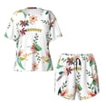 thumbnail image 4 of Naloa Pretty Floral With Leaves Women's Short-Sleeved Pajama Set, Loungewear, Summer pajamas, Breathable Cozy - Medium, 4 of 9