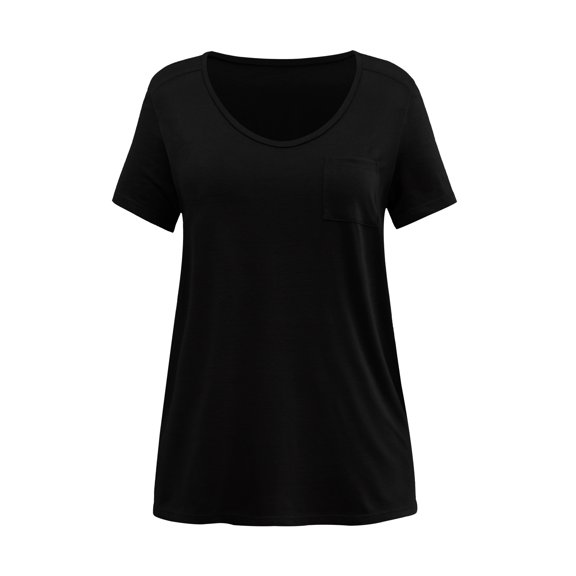 Fashion Solid Color Casual Women'S U-Neck Cotton Breathable Street Short-Sleeved T-Shirt Summer Comfortable Pullover Top