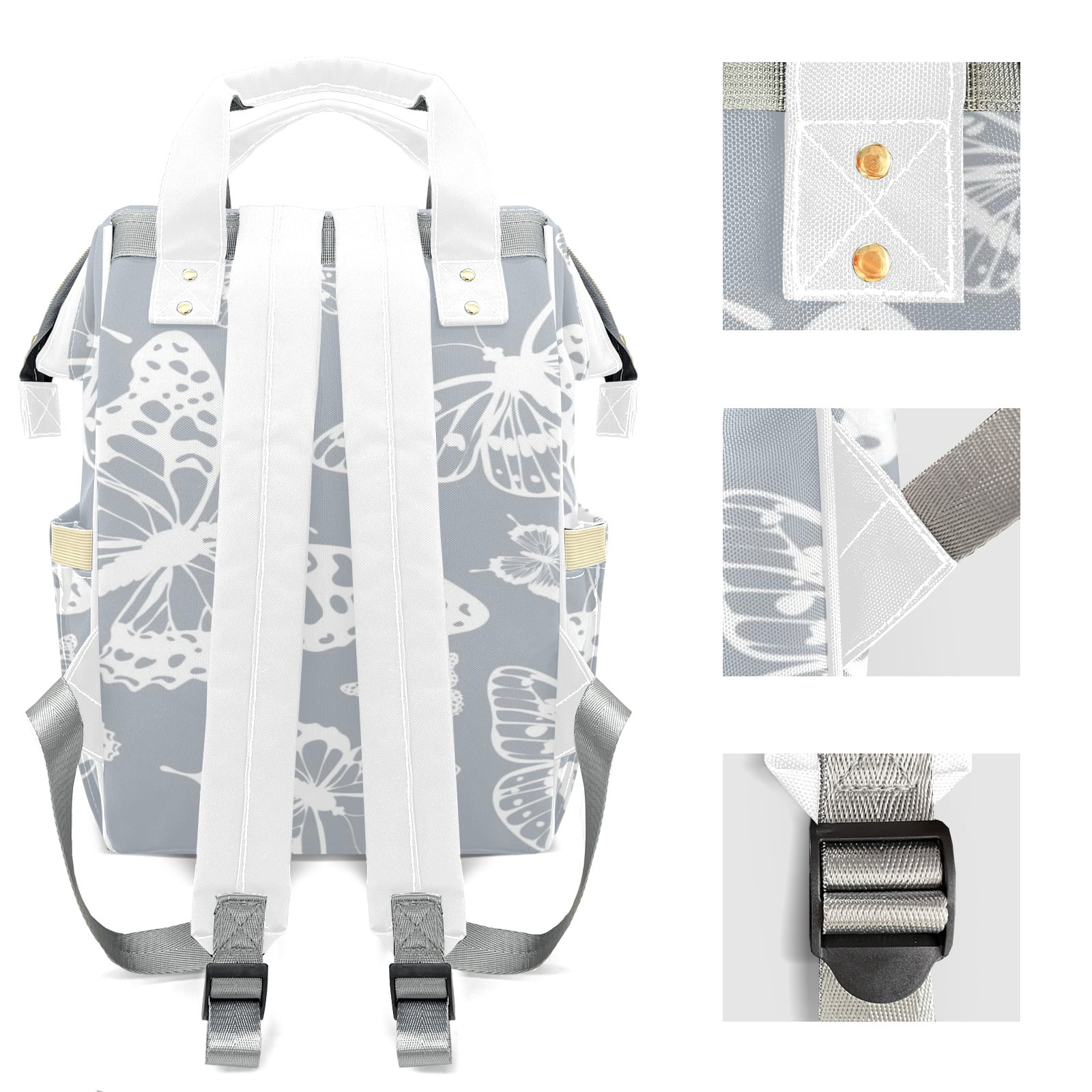 Abstract Butterflies Diaper Backpack – Large Capacity, Insulated Baby Bottle Pocket, Multifunctional Mommy Bag for Boys & Girls
