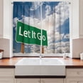 thumbnail image 2 of Ambesonne Let It Go Kitchen Curtains, Freedom Lettering Clouds, 55"x30", Night Blue Forest Green, 2 of 3