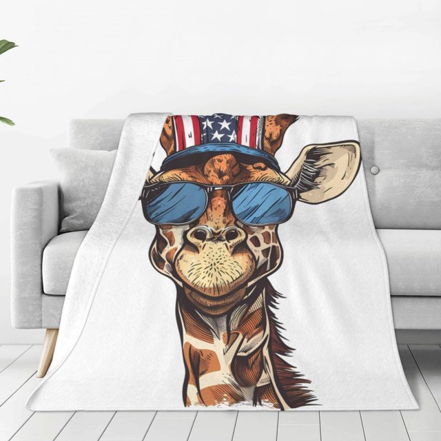 Balery American Giraffe Style Manta de Felpa Suave y Acogedora – Cobija de Franela Aterciopelada para Cama, Lavable y Cálida para Sofá, Mascotas, Transpirable-40"x30"