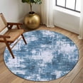 thumbnail image 2 of Large Round Rug 8Ft Washable Non-Slip, Modern Blue Circle Area Rugs for Living Room Bedroom, Vintage Abstract Art Contemporary Indoor Floor Mats Carpet Runner for Home Decor, 2 of 8