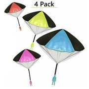 4 Pack Tangle Free Throwing Toy Parachute Toys Flying Toy Parachute men! Blue, Orange, Pink and Yellow