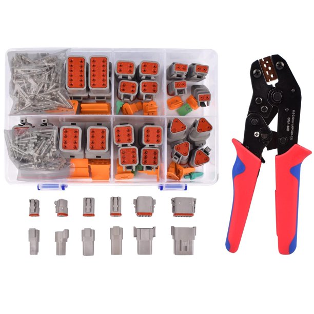 Kit de conectores DT Amliber de 174 piezas con engarzador de alambre con trinquete