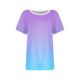 thumbnail image 4 of Blusas para las Mujeres Casual, Rayas Impresas Patchwork Manga Corta Cuello Redondo Top Hecho de 95% Poliéster 5% Spandex para el Verano, Tops Cortos para las Mujeres, 4 of 5