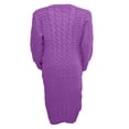 thumbnail image 5 of Robe Tricotée à Manches Longues pour Femmes Motif Crochet Unie Côtelée Robe Décontractée, 5 of 5