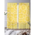 thumbnail image 3 of Lovely Lemon Sheer Curtains for Living Room Bedroom, Simple Yellow Fruit Slices Pastoral Botanical Light Filtering Sheer Curtains, Rod Pocket Voile Window Drapes, 2 Panels Set 52"x 84", 3 of 7