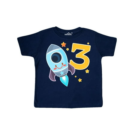 Happy Birthday Tie - Rocket Space ship Happy Third Birthday Toddler T-Shirt