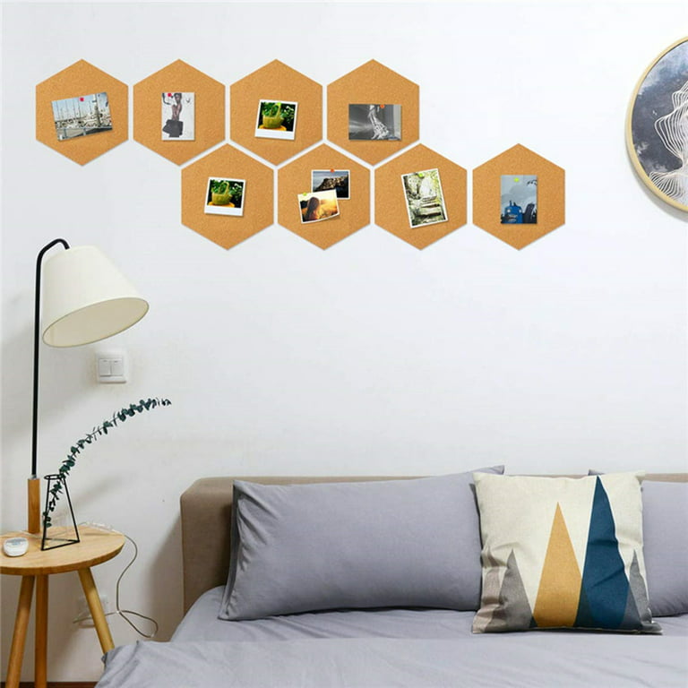 1 Set Self-Adhesive Cork Board Tiles Wall Mounted Cork Board Self Hexagon  Creative Wall Message