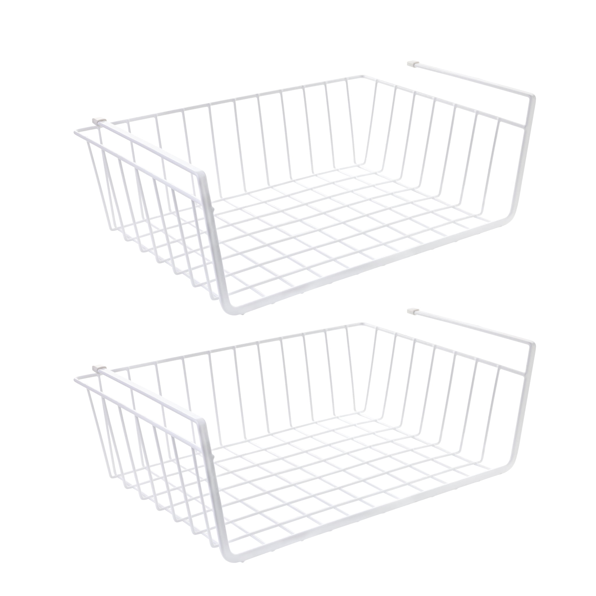 (3 pack) Mainstays Wire Under-Shelf Storage Baskets, Metal Cabinet and Pantry Shelf Organizer, 2 Pack, White
