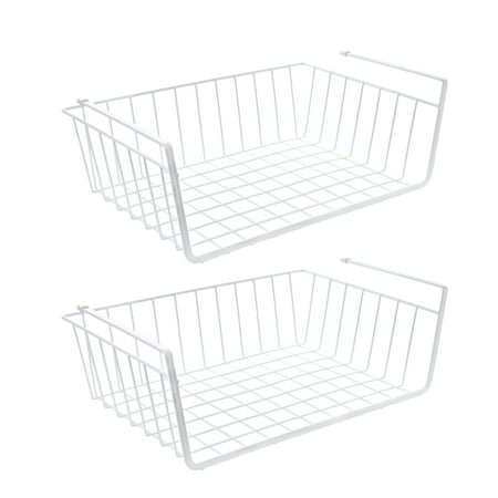Mainstays White Wire Under Cabinet Baskets - 2 Count - Measures 16x10.25x5.5 in