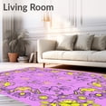 thumbnail image 2 of ODIKA 6'x9' Machine Washable Non-Slip Area Rug, Nature Symphony with Dancing Wildlife and Blooming Flower High Traffic Rug, Purple, 725498, 2 of 7