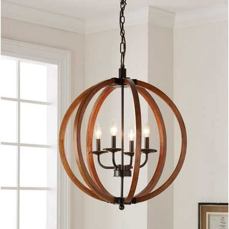 Ghp 103 X24 Metal Mahogany Wood Slices Frame 4 Light Orb Ghp 103 X24 Metal Mahogany Wood Slices Frame 4 Light