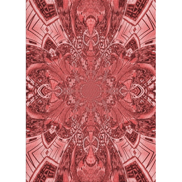 Ahgly Company Tapis d'Intérieur Rectangulaires Transitionnels Rouges Lavables à la Machine, 6 Pieds x 9 Pieds