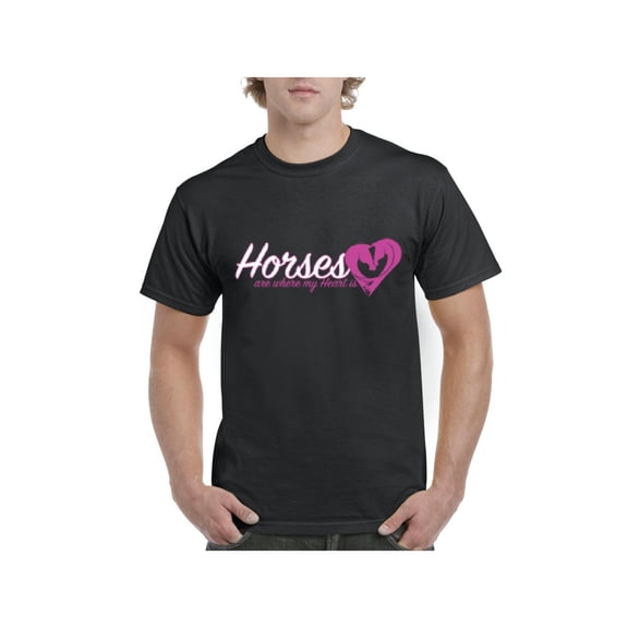 MmF - Men's T-Shirt Short Sleeve, up to Men Size 5XL - Horses Where My Heart Is