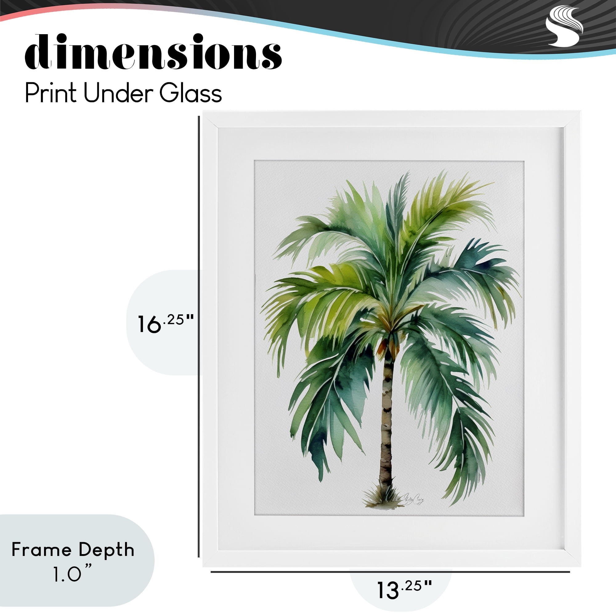 Stupell Industries Lagoon Majesty Palm White Framed Print Under Glass, design by Shelly Craig