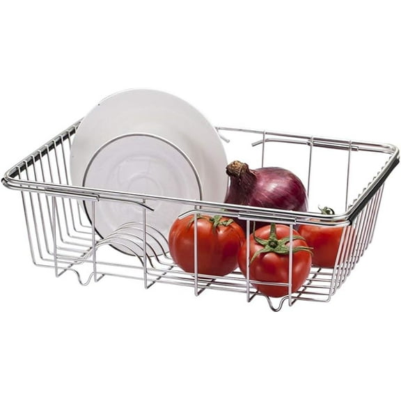 WZW Adjustable Over Sink Dish Drying Rack Stainless Steel Dish Drainer, On Counter or in Sink Dish Rack, Deep and Large- Rustproof
