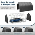 thumbnail image 6 of 13x20 FT Heavy Duty Carport, Portable Garage Canopy with Steel Frame & Roll-Up Door, Round Style Outdoor Storage Shed for Car, Truck, Boat, Patio, Anti-Snow Waterproof, Grey, 6 of 9