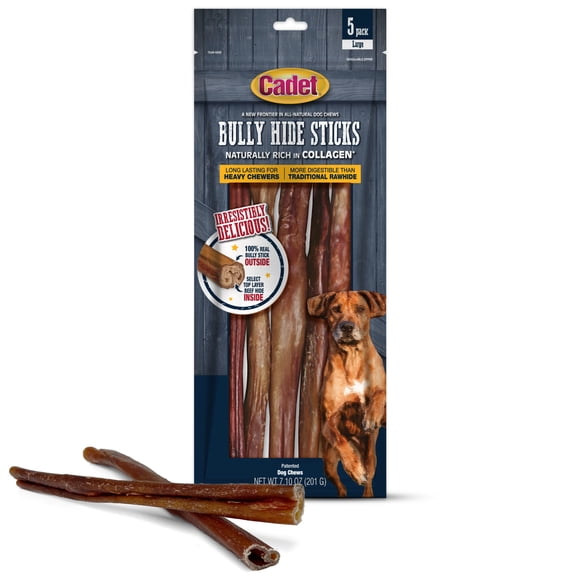 Cadet Bully Hide Sticks All-Natural Dog Chews Large Bully Stick Large (5 Count)