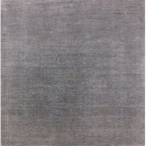 Ahgly Company Indoor Square Mid-Century Modern Gray Oriental Area Rugs, 4' Square