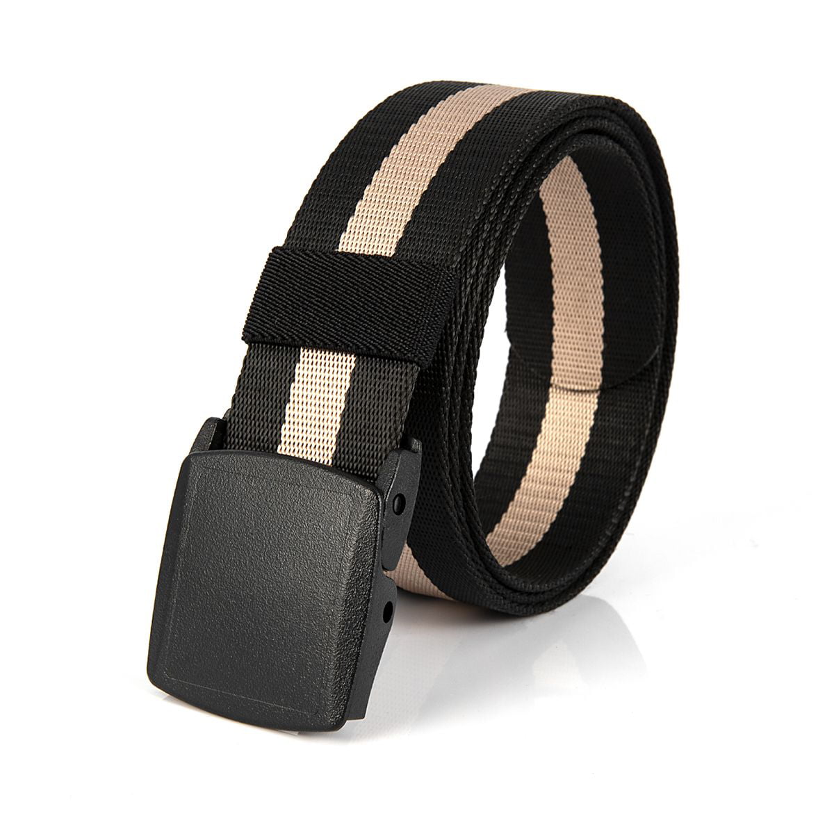 Mens Nylon Tactical Belt with Plastic Buckle Adjustable Black 2 pack 1.5 Inch 